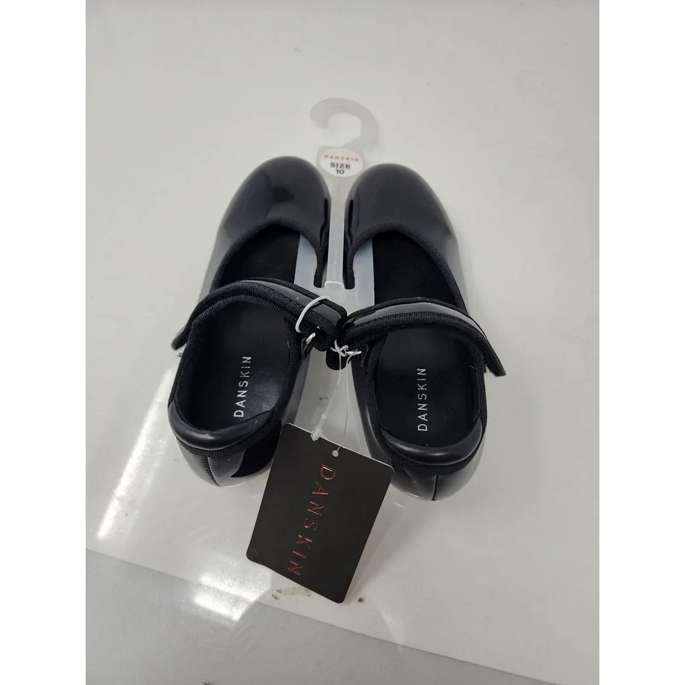 Danskin Girls Mary Jane Tap Shoes Black Faux Leather Dance Athletic Size 10